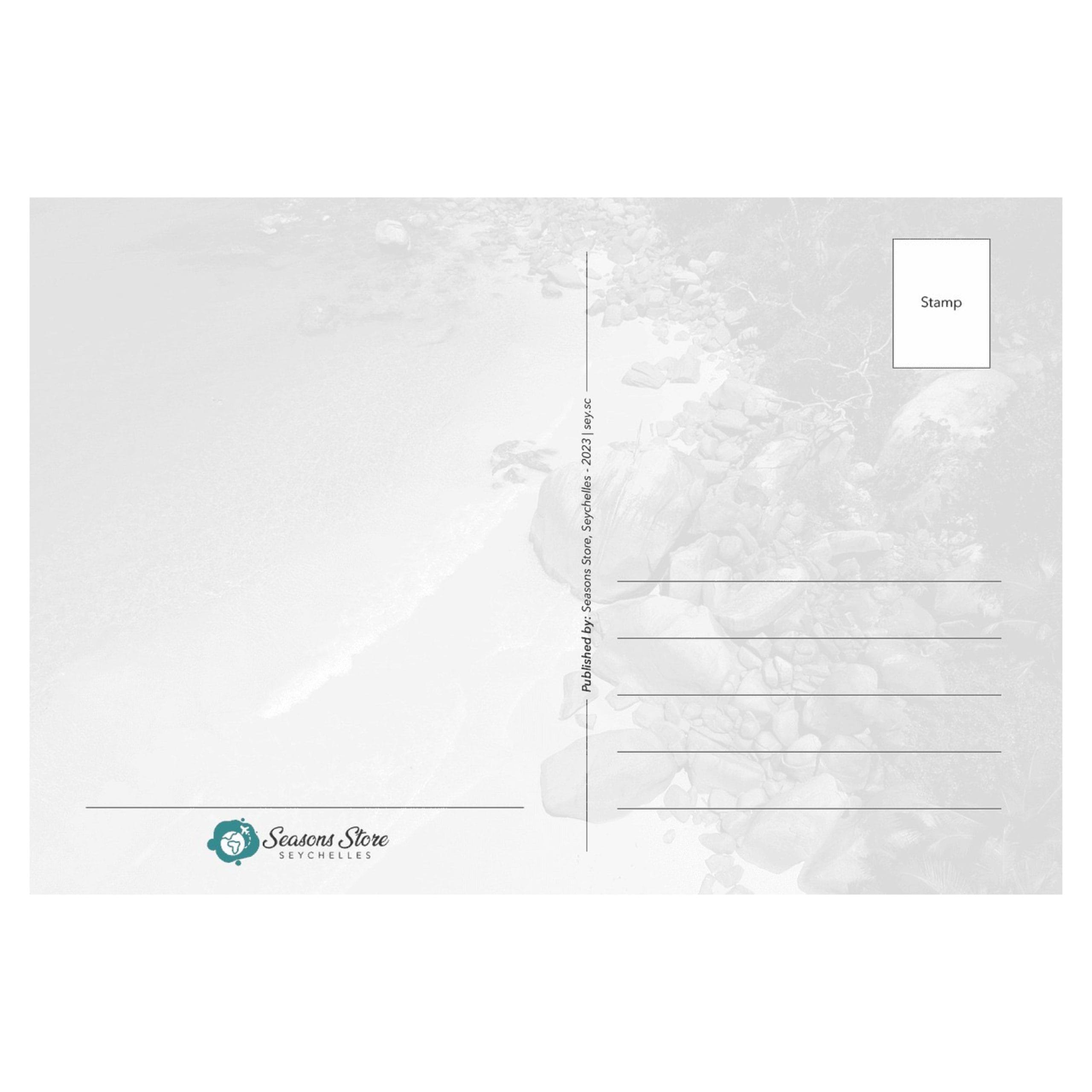 Seychelles Postcard 10cm * 15cm Panoramic Granite Rocks Beach View (Written with Stamps) - Image 2