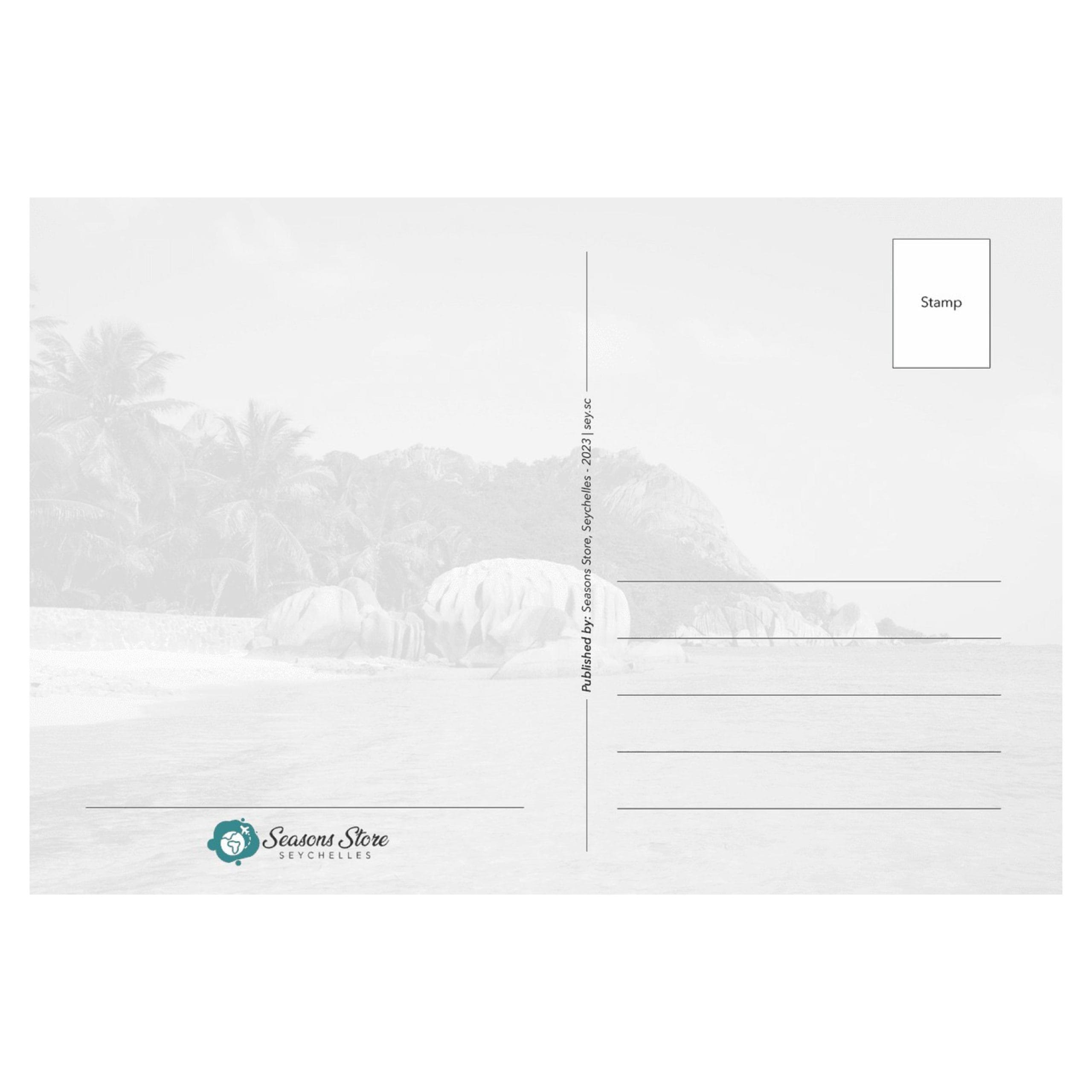 Seychelles Postcard 10cm * 15cm Coconut Trees Granite Rocks Bay Beach View (Written with Stamps) - Image 2