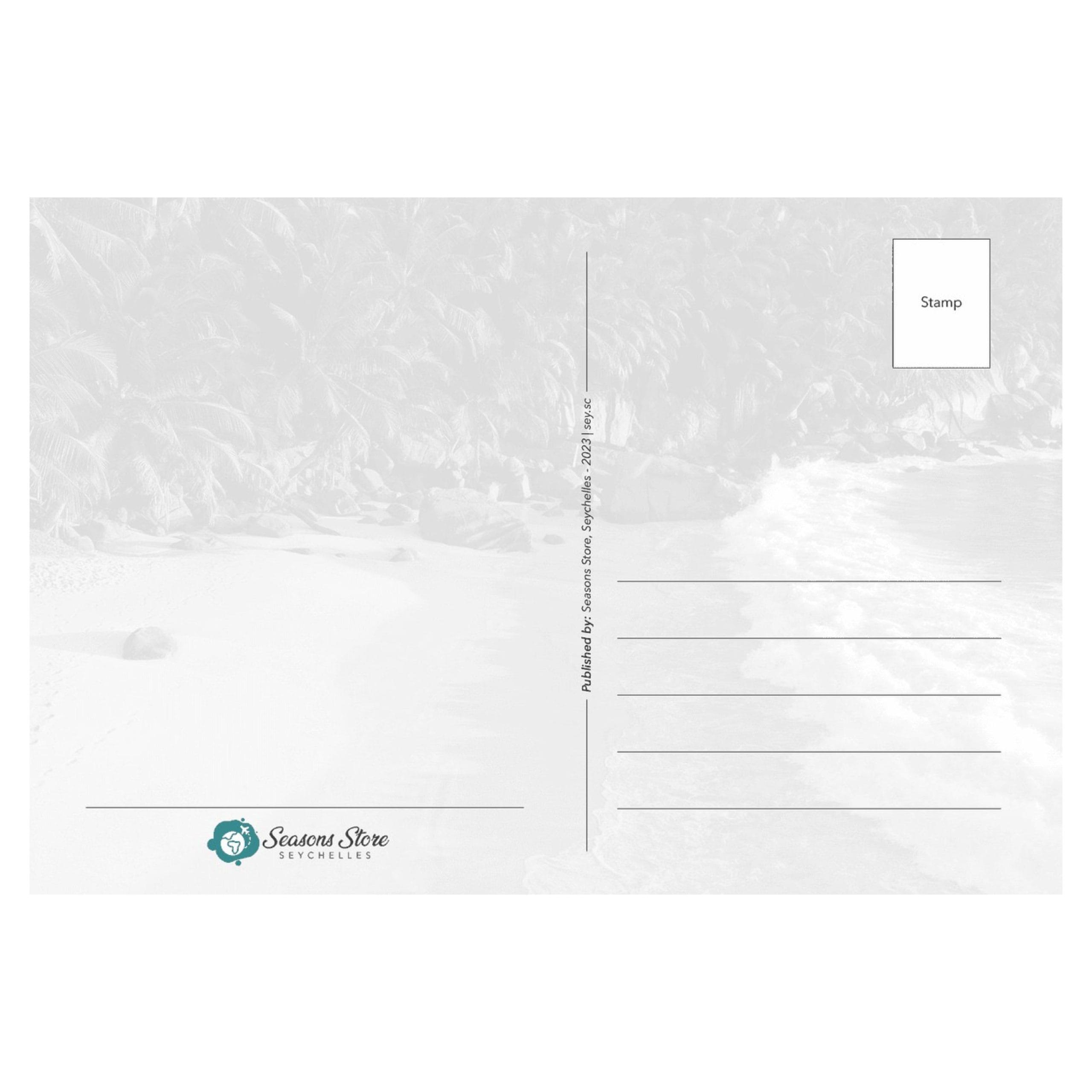 Seychelles Postcard 10cm * 15cm Early Sunset Waves Splash Coconut Trees View (Written with Stamps) - Image 2