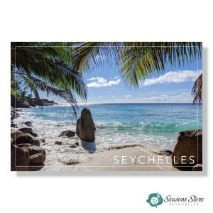 Seychelles Postcard 10cm * 15cm Beach View (Written with Stamps)