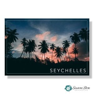 Seychelles Postcard 10cm * 15cm Sunset Coconut Trees Evening View (Written with Stamps)