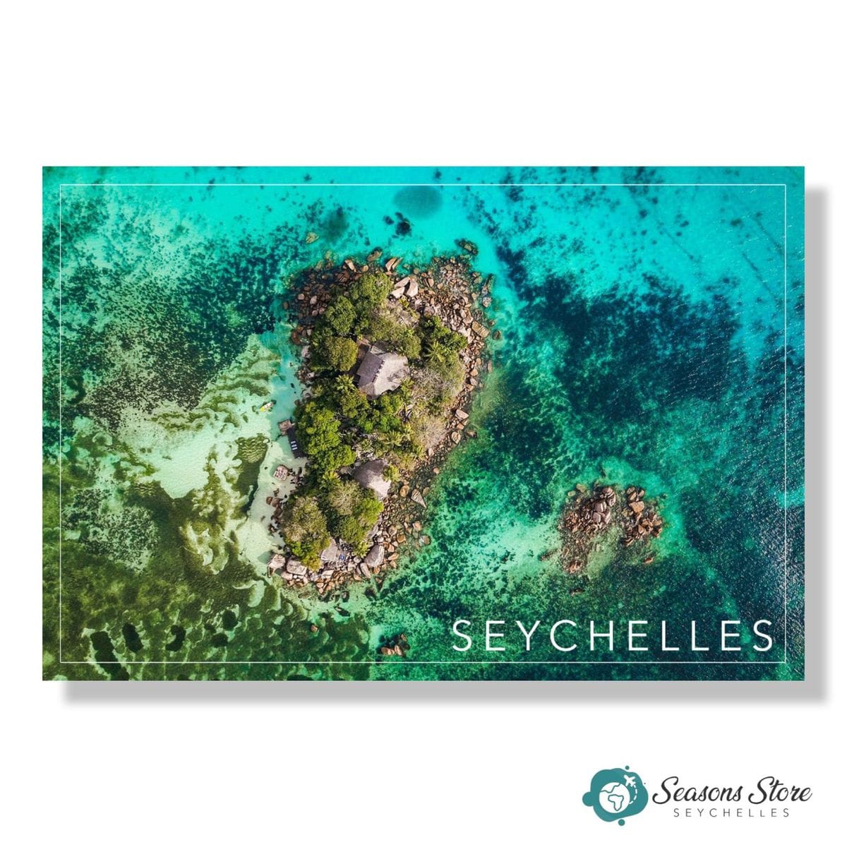 Seychelles Postcard 10cm * 15cm Panoramic Small Island Ocean View (Written with Stamps)