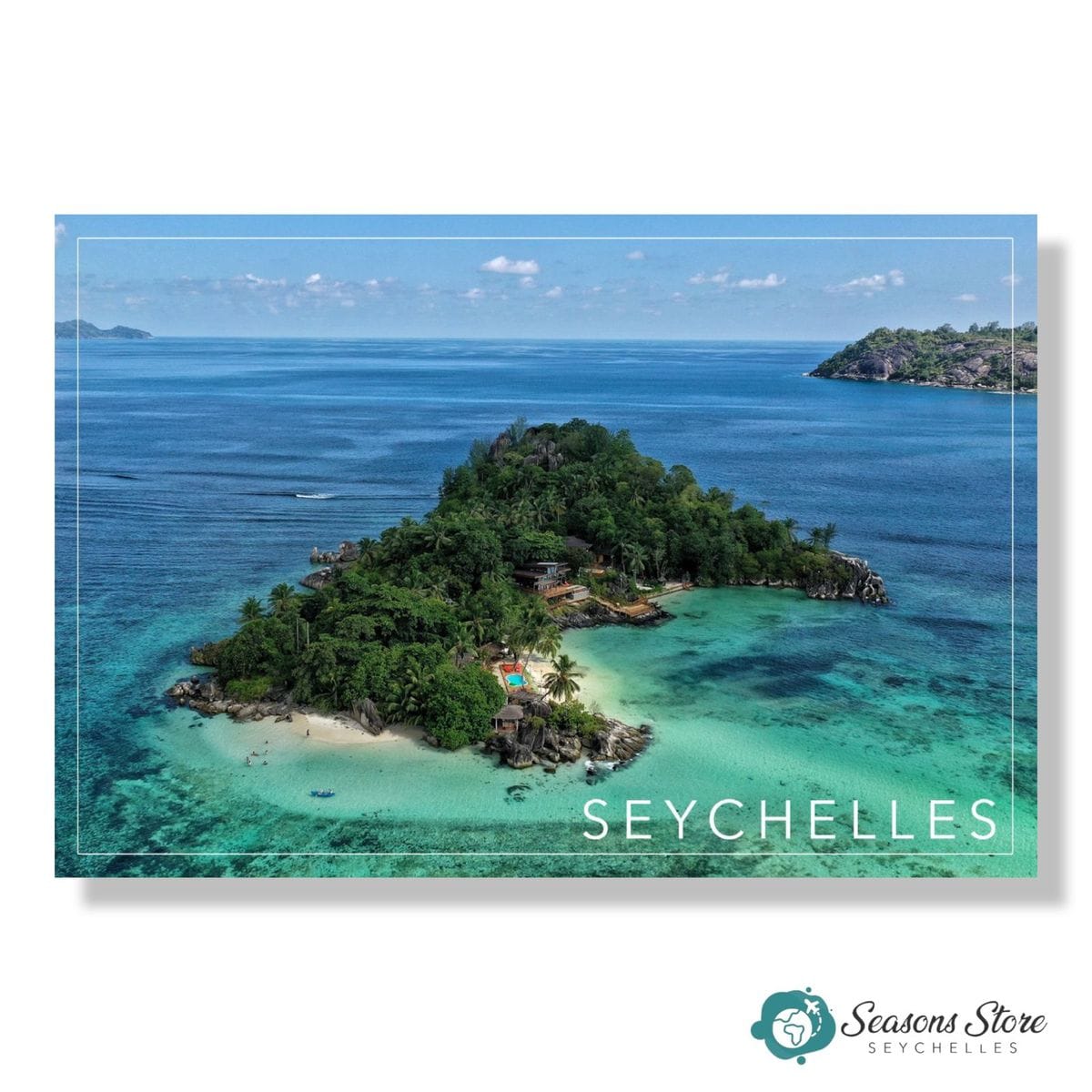 Seychelles Postcard 10cm * 15cm Small Island Ocean View (Written with Stamps)
